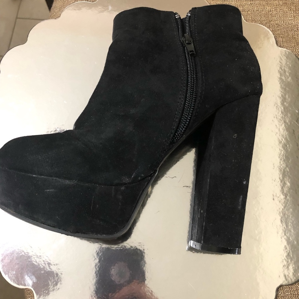 Velvety Black Suede Chunky Mules  by Mossimo.